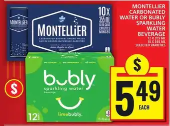 Food Basics Montellier carbonated water or bubly sparkling water offer