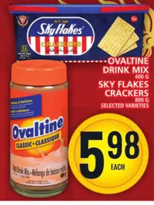 Food Basics Ovaltine drink mix or sky flakes crackers offer