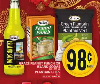 Food Basics Grace peanut punch or island sodas or plantain chips offer