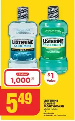 No Frills Listerine classic mouthwash, 1 l offer
