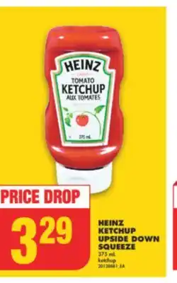 No Frills Heinz ketchup upside down squeeze, 375 ml offer