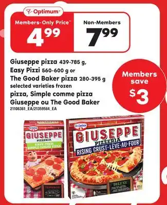 Independent Grocer Giuseppe pizza, 439-785 g, easy pizzi, 560-600 g or the good baker pizza, 280-395 g offer