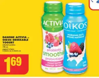 No Frills Danone activia or oikos drinkable yogurt, 190 ml offer