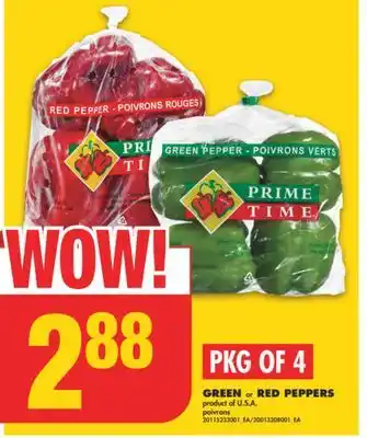 No Frills Green or red peppers, pkg of 4 offer