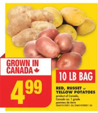No Frills Red, russet or yellow potatoes, 10 lb bag offer