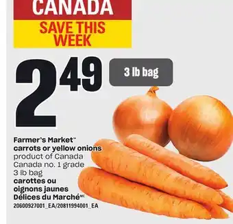 Independent Grocer Farmer's market carrots or yellow onions, 3 lb bag offer