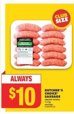 No Frills Butcher's choice sausage, 1.2 kg offer