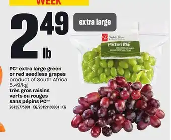 Independent Grocer Pc extra large green or red seedless grapes offer
