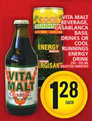 Food Basics Vita malt beverage, casablanca basil drinks or cool runnings energy drink offer