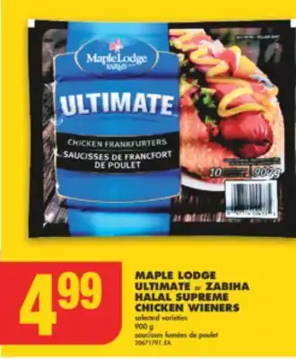No Frills Maple lodge ultimate or zabiha halal supreme chicken wieners, 900 g offer