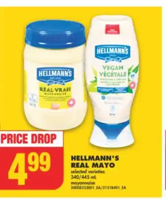 No Frills Hellmann's real mayo, 340/445 ml offer