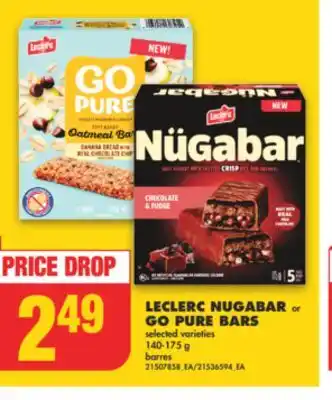 No Frills Leclerc nugabar or go pure bars, 140-175 g offer