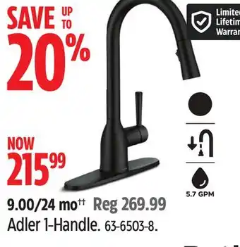 Canadian Tire Moen adler 1-handle offer