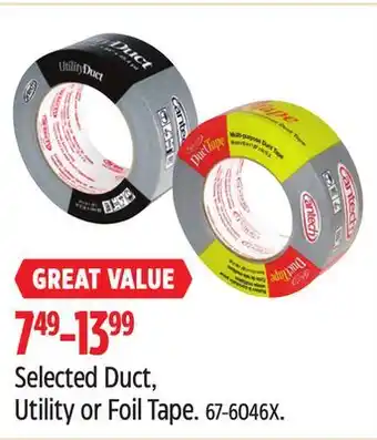 Canadian Tire Selected duct, utility or foil tape offer