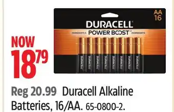 Canadian Tire Duracell alkaline batteries, 16/aa offer