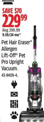 Canadian Tire Bissell pet hair eraser allergen lift-off pet pro upright vacuum offer