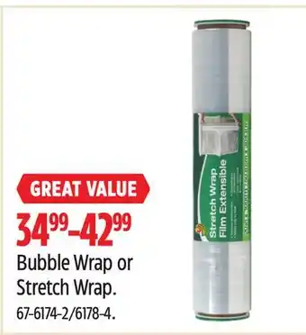 Canadian Tire Bubble wrap or stretch wrap offer