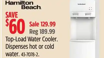 Canadian Tire Hamilton beach top-load water cooler. dispenses hot or cold water offer