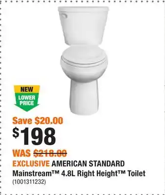 Home Depot Exclusive american standard mainstream 4.8l right height toilet offer
