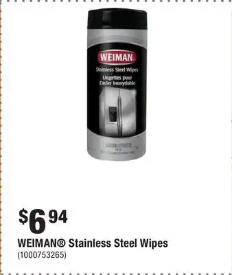 Home Depot Weiman stainless steel wipes offer