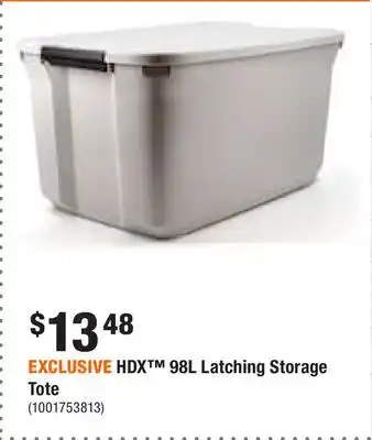 Home Depot Exclusive hdx 98l latching storage tote offer