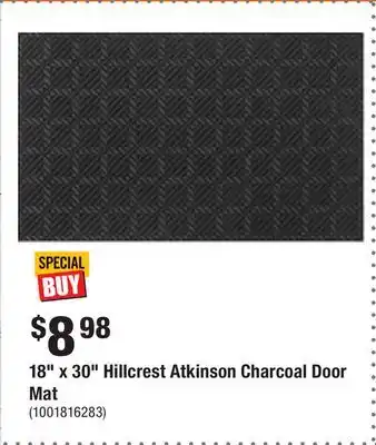 Home Depot 18 x 30 hillcrest atkinson charcoal door mat offer