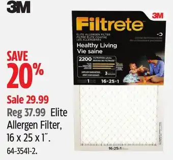 Canadian Tire 3m filtrete elite allergen filter, 16 x 25 x 1 offer