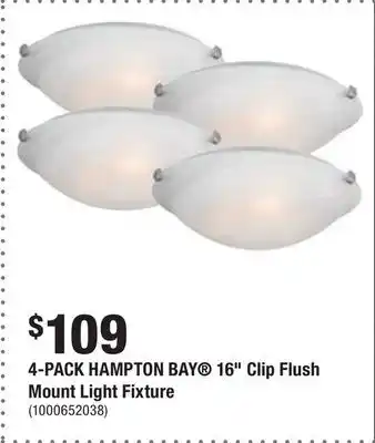 Home Depot 4-pack hampton bay 16 clip flush mount light fixture offer