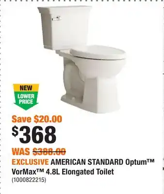 Home Depot Exclusive american standard optum vormax 4.8l elongated toilet offer