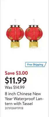 Walmart 8 inch chinese new year waterproof lantern with tassel offer
