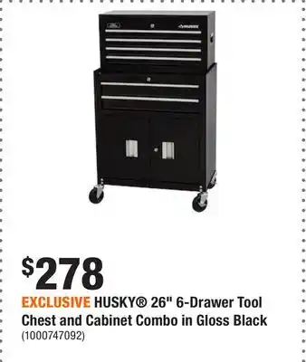 Home Depot Exclusive husky 26 6-drawer tool chest and cabinet combo in gloss black offer