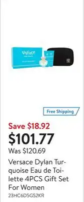 Walmart Versace dylan turquoise eau de toilette 4pcs gift set for women offer