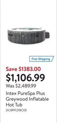 Walmart Intex purespa plus greywood inflatable hot tub offer