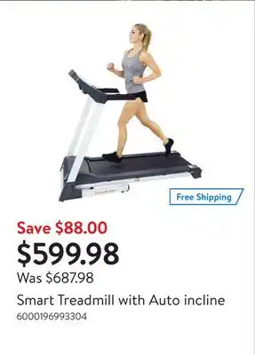 Walmart Smart treadmill with auto incline offer