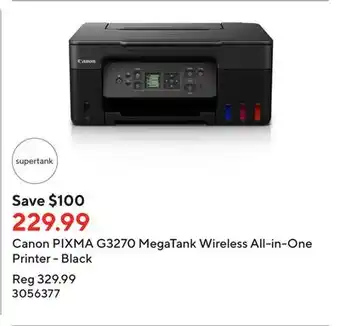 Staples Canon pixma g3270 megatank wireless all-in-one printer - black offer