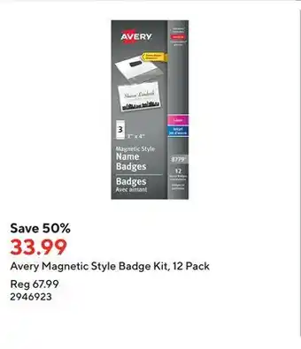 Staples Avery magnetic style badge kit, 12 pack offer