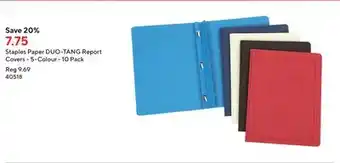 Staples Staples paper duo-tang report covers - 5-colour - 10 pack offer