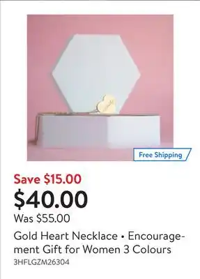 Walmart Gold heart necklace • encouragement gift for women 3 colours offer