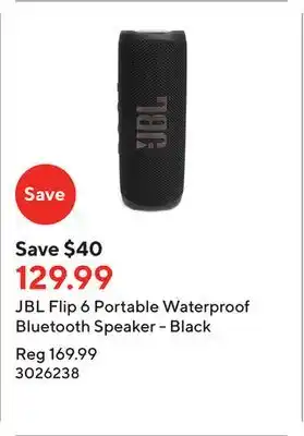 Staples Jbl flip 6 portable waterproof bluetooth speaker - black offer