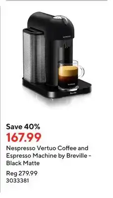 Staples Nespresso vertuo coffee and espresso machine by breville - black matte offer