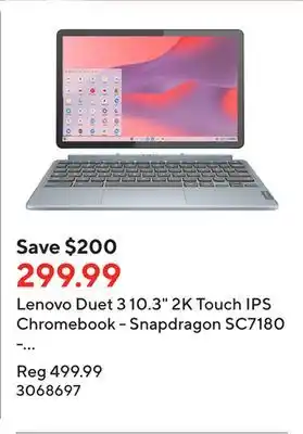 Staples Lenovo duet 3 10.3 2k touch ips chromebook - snapdragon sc7180 - 64 gb emmc - 4 gb ram - qualcomm adreno/chrome offer