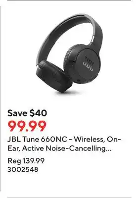 Staples Jbl tune 660nc - wireless, on-ear, active noise-cancelling headphones - black offer