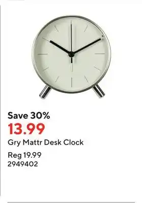 Staples Gry mattr desk clock offer