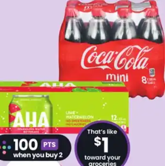 FreshCo Aha sparkling water 12x355 ml coca-cola soft drinks 8x300 ml offer