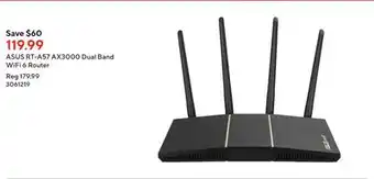 Staples Asus rt-a57 ax3000 dual band wifi 6 router offer