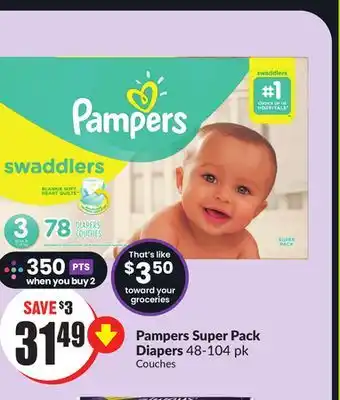 FreshCo Pampers super pack diapers 48-104 pk offer