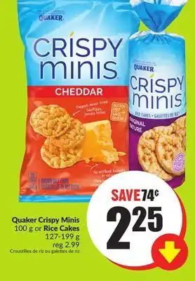 FreshCo Quaker crispy minis 100g or rice cakes 127-199 g offer