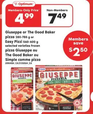 Valu-mart Dr oetker giuseppe or the good baker pizza 280-785 g or easy pizzi 560-600 g offer