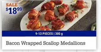 M & M Food Market Bacon wrapped scallop medallions offer