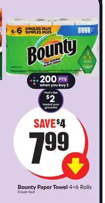 Chalo FreshCo Bounty paper towel 4 = 6 rolls offer